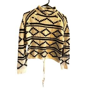 NWT No Boundaries Aztec White Black Sweater Womens S